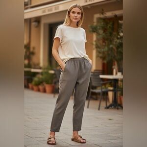 South Street Linen Cropped Taupe 100% Linen Pants Size Large